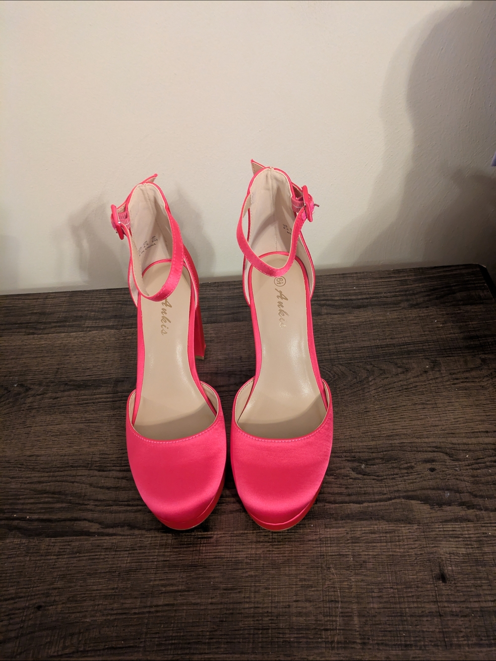 Pink Platform Ankle-Strap Block Heels - Picture 2 of 5